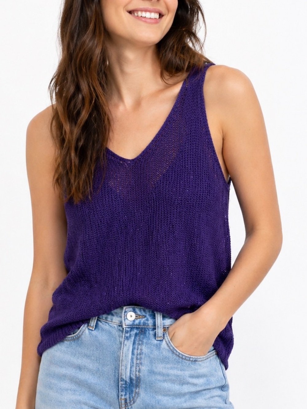 Newbury Kustom Purple Knit Tank Top Sleeveless Lightweight Women’s Size M NWT
